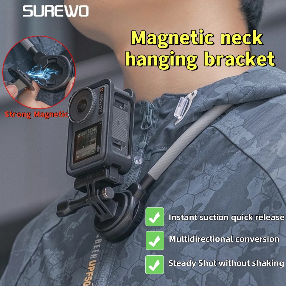 Gopro Action Camera Hero 11 Black - SUREWO-Support de cou magnétique à dégagement