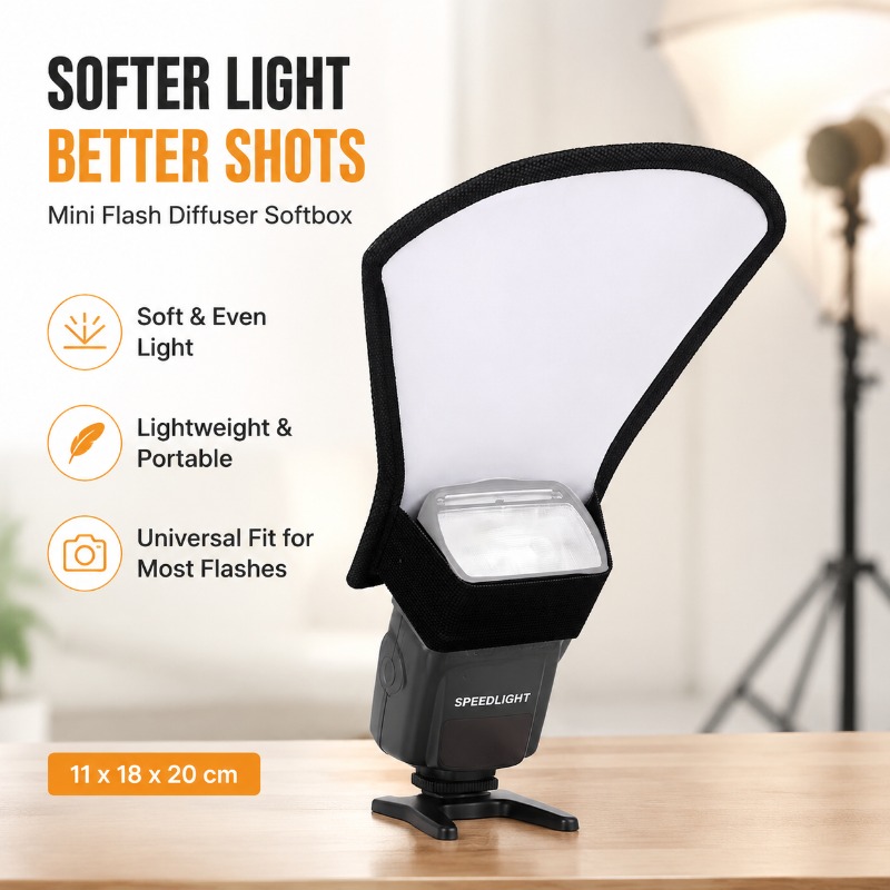 Pop Up Flash Diffuser - Panneau Réflecteur Flash pour Appareil Photo