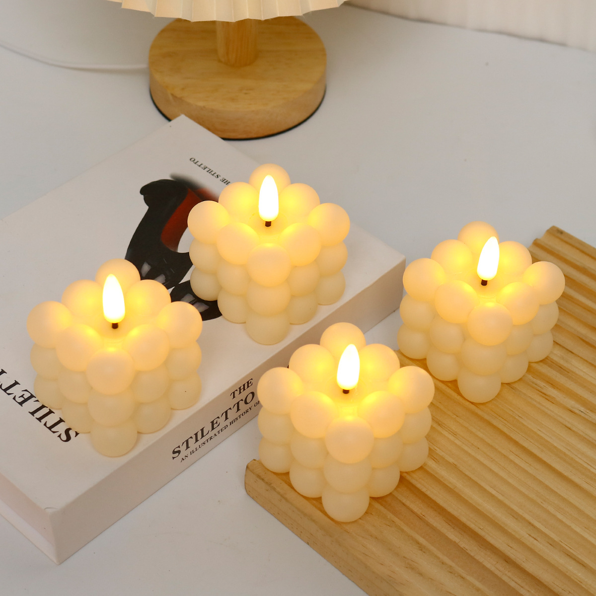 Bougie LED en forme de cube po - Photography Wedding avis et prix
